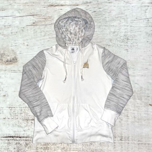 Walt Disney World Women’s Small Magic Kingdom White Zip Up Hoodie Size Small - Picture 1 of 6
